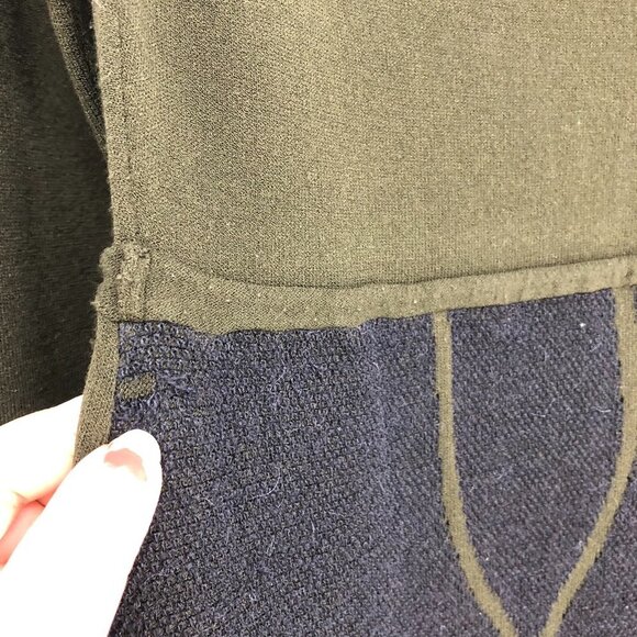 Sarah Pacini Two-Tone Moss Green & Black Long Sleeve Midi Dress size ~L - Picture 8 of 11